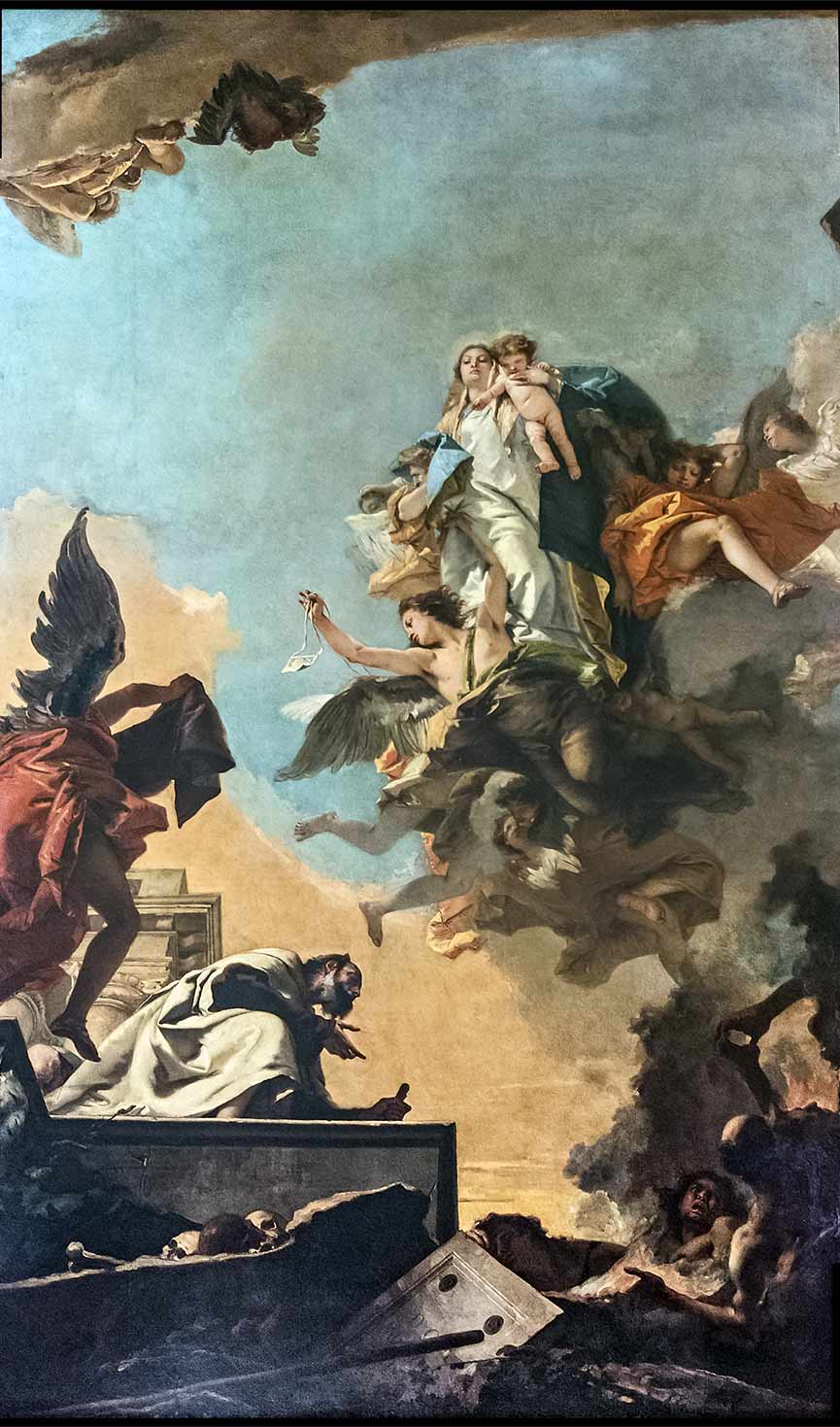 la Madonna del Carmelo consegna lo scapolare al Beato Simone Stock Venezia