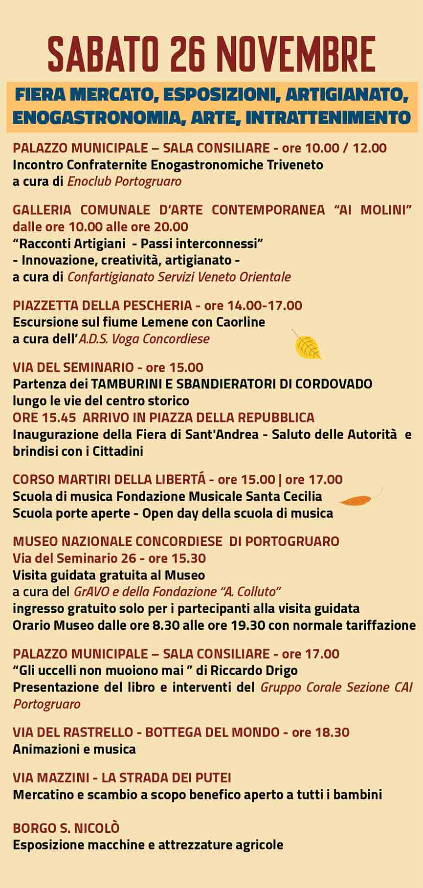 Programma Fiera di Sant'Andrea Portogruaro